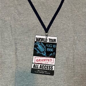 All Access Granted Backstage Pass August 18 1986 World Tour Band Promo Tee